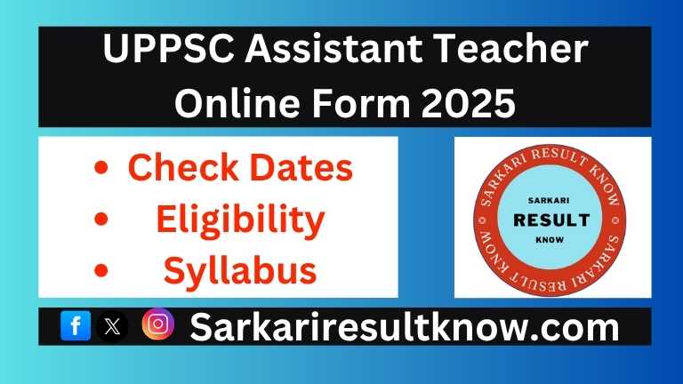 UPPSC Assistant Teacher Online Form 2025
